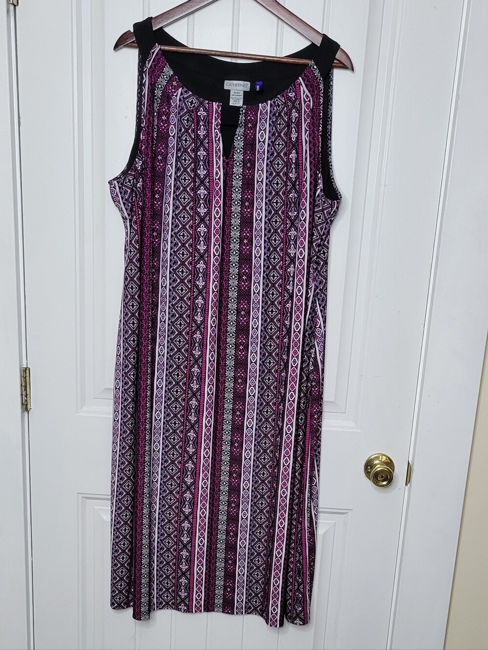 Catherines Purple and White Patterned Midi Dress